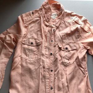 Pink Chambray Cardigan